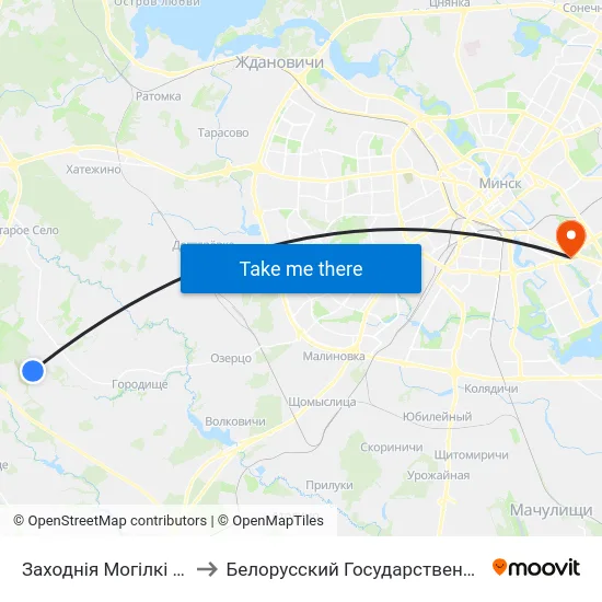 Заходнія Могілкі (Западное Кладбище) to Белорусский Государственный Экономический Университет map