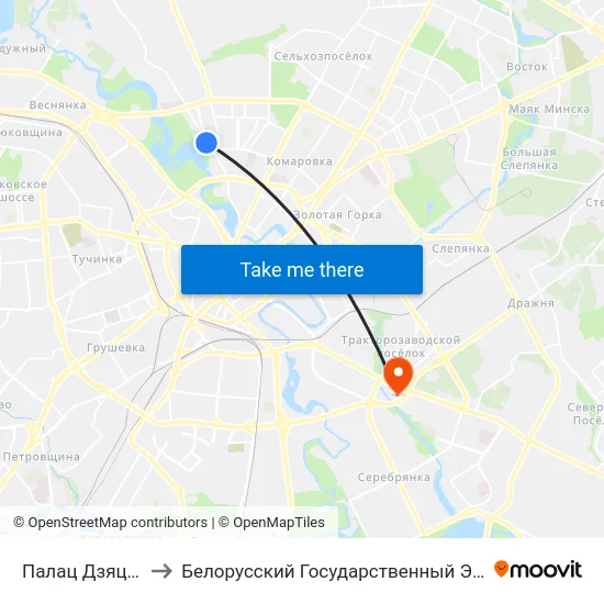 Палац Дзяцей І Моладзі to Белорусский Государственный Экономический Университет map