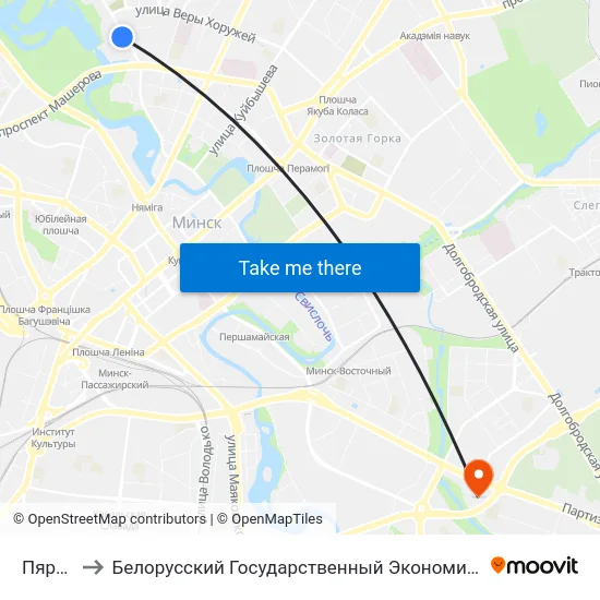 Пярэспа to Белорусский Государственный Экономический Университет map