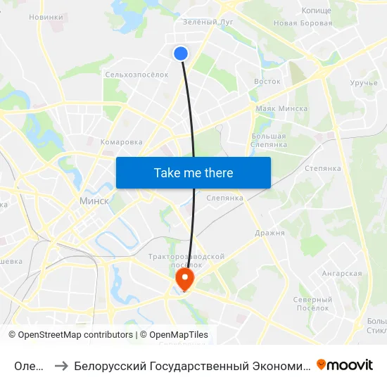 Олешава to Белорусский Государственный Экономический Университет map