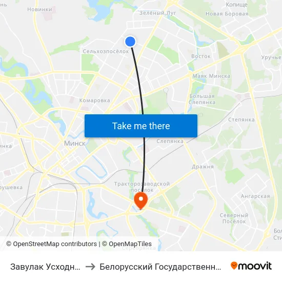 Завулак Усходні (Восточный Пер.) to Белорусский Государственный Экономический Университет map