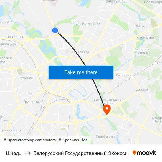 Шчадрына to Белорусский Государственный Экономический Университет map