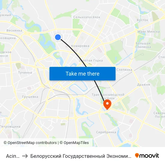 Асіпенкі to Белорусский Государственный Экономический Университет map