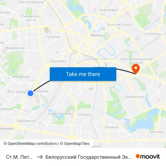 Ст.М. Пятроўшчына to Белорусский Государственный Экономический Университет map