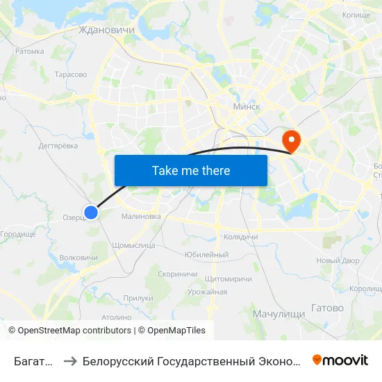 Багатырова to Белорусский Государственный Экономический Университет map