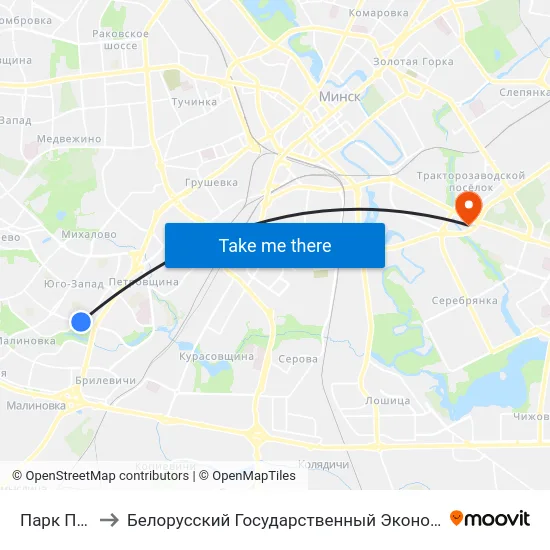 Парк Паўлава to Белорусский Государственный Экономический Университет map