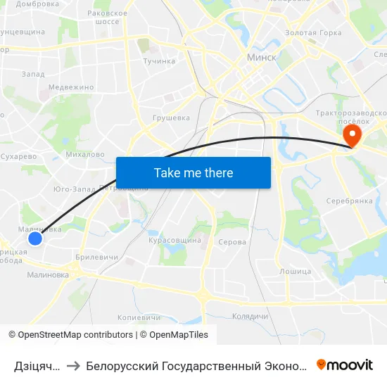 Дзіцячы Сад to Белорусский Государственный Экономический Университет map