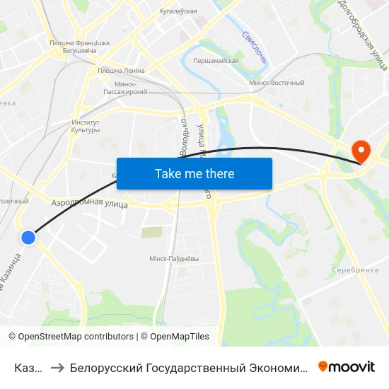 Казінца to Белорусский Государственный Экономический Университет map