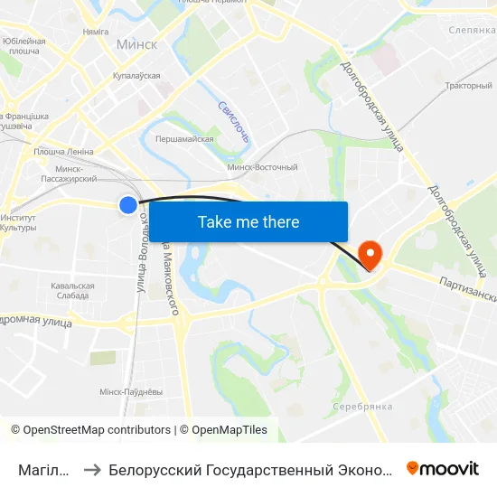 Магілёўская to Белорусский Государственный Экономический Университет map