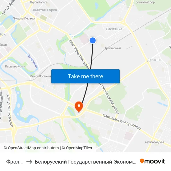 Фролікава to Белорусский Государственный Экономический Университет map
