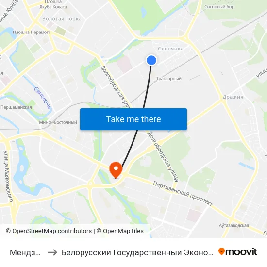 Мендзялеева to Белорусский Государственный Экономический Университет map