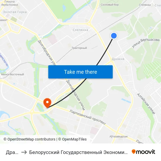 Дражня to Белорусский Государственный Экономический Университет map