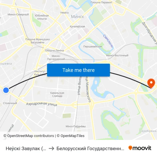 Неўскі Завулак (Невский Переулок) to Белорусский Государственный Экономический Университет map