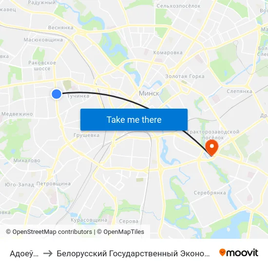 Адоеўскага to Белорусский Государственный Экономический Университет map