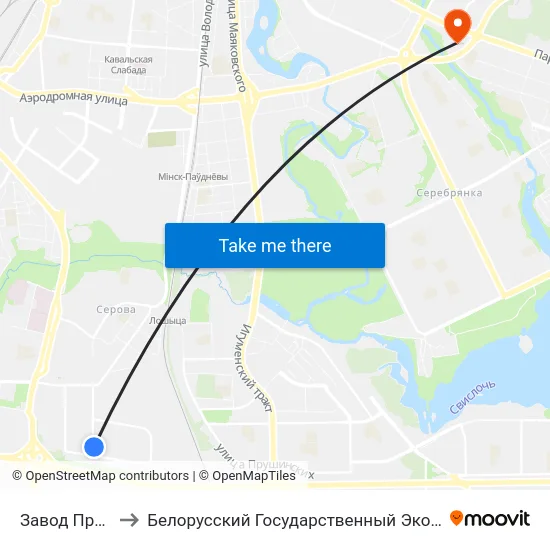 Завод Прамбурвод to Белорусский Государственный Экономический Университет map