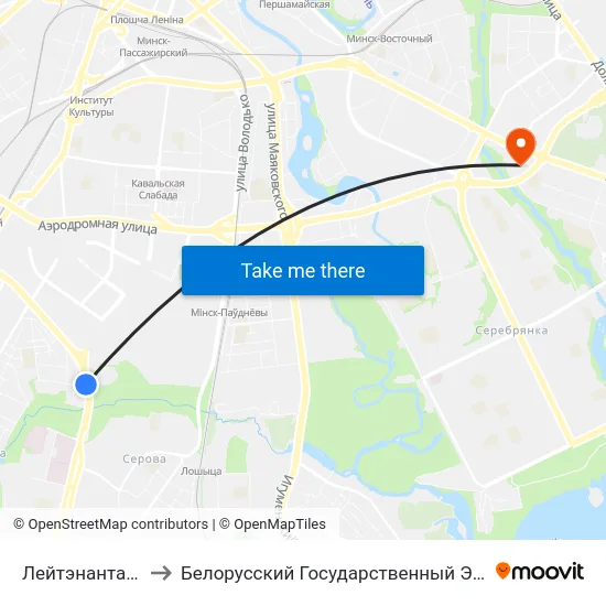 Лейтэнанта Кіжаватава to Белорусский Государственный Экономический Университет map
