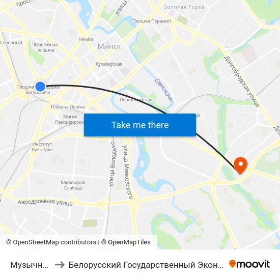 Музычны Тэатр to Белорусский Государственный Экономический Университет map