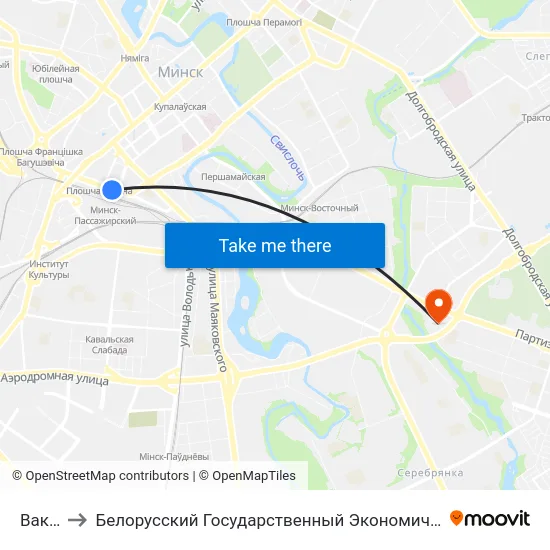 Вакзал to Белорусский Государственный Экономический Университет map