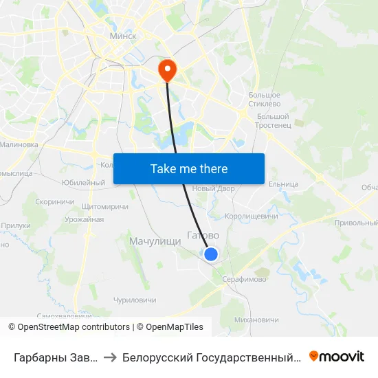 Гарбарны Завод (Кожзавод) to Белорусский Государственный Экономический Университет map