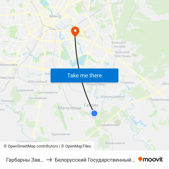 Гарбарны Завод (Кожзавод) to Белорусский Государственный Экономический Университет map