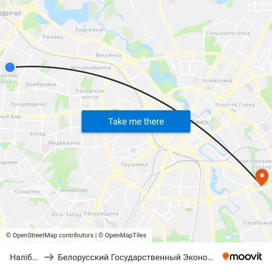 Налібоцкая to Белорусский Государственный Экономический Университет map