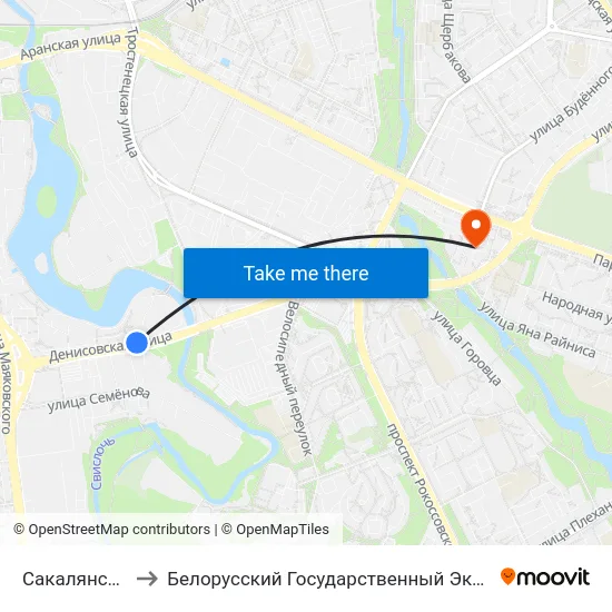 Сакалянскі Завулак to Белорусский Государственный Экономический Университет map