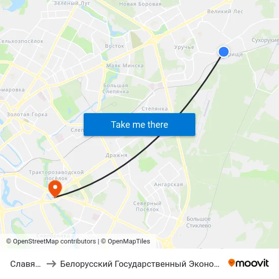 Славянская to Белорусский Государственный Экономический Университет map