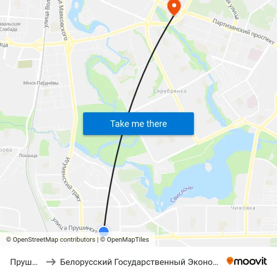 Прушынскіх to Белорусский Государственный Экономический Университет map
