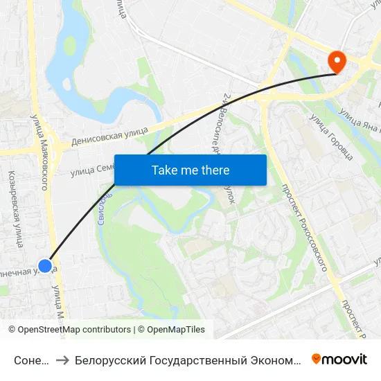 Сонечная to Белорусский Государственный Экономический Университет map