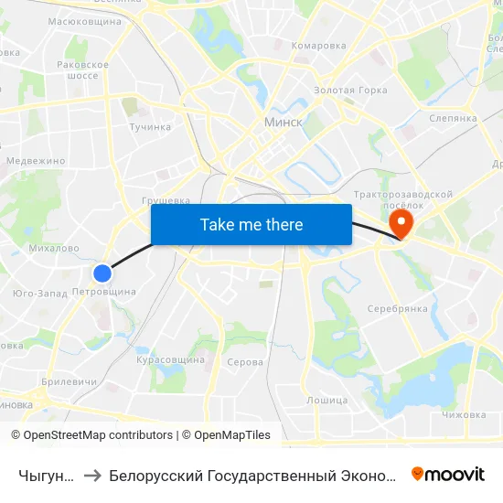 Чыгуначная to Белорусский Государственный Экономический Университет map