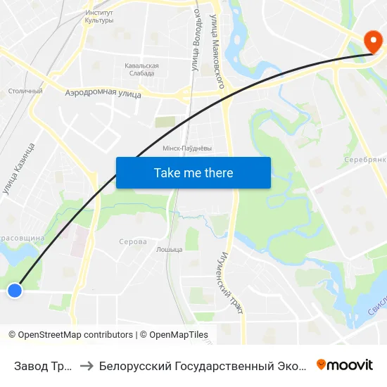 Завод Транзістар to Белорусский Государственный Экономический Университет map