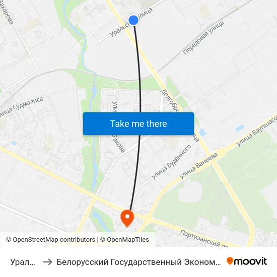 Уральская to Белорусский Государственный Экономический Университет map