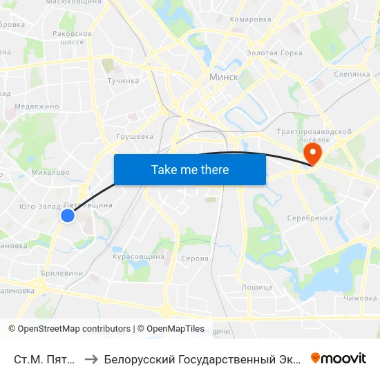 Ст.М. Пятроўшчына to Белорусский Государственный Экономический Университет map