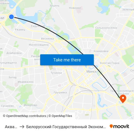 Аквапарк to Белорусский Государственный Экономический Университет map