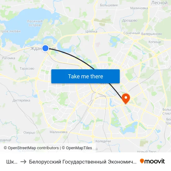 Школа to Белорусский Государственный Экономический Университет map