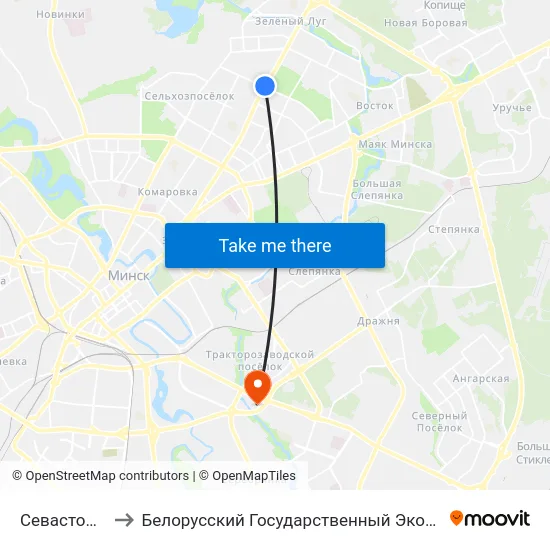 Севастопальская to Белорусский Государственный Экономический Университет map