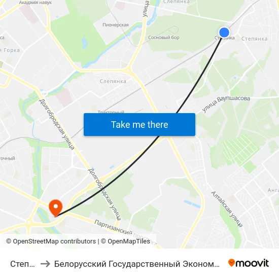 Степянка to Белорусский Государственный Экономический Университет map