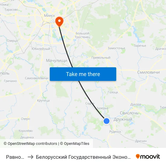 Равнополье to Белорусский Государственный Экономический Университет map