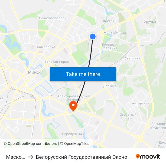 Маскоўская to Белорусский Государственный Экономический Университет map