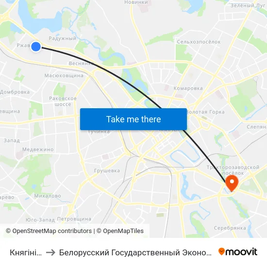 Княгінінская to Белорусский Государственный Экономический Университет map