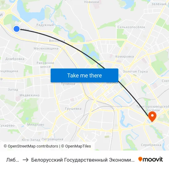 Лябяжы to Белорусский Государственный Экономический Университет map