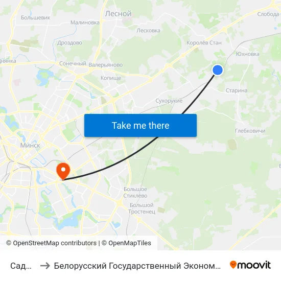 Садовый to Белорусский Государственный Экономический Университет map
