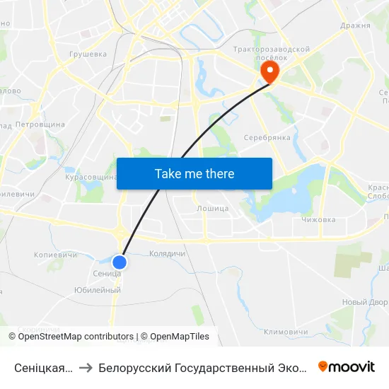 Сеніцкая Царква to Белорусский Государственный Экономический Университет map