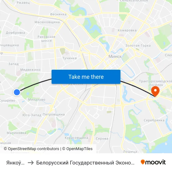 Янкоўскага to Белорусский Государственный Экономический Университет map