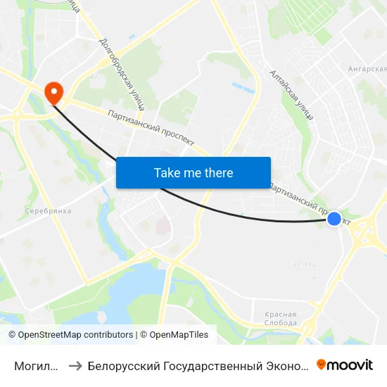 Могилевская to Белорусский Государственный Экономический Университет map