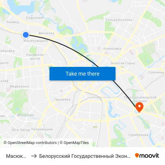 Масюковщина to Белорусский Государственный Экономический Университет map
