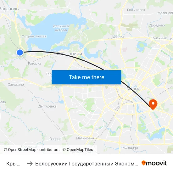 Крыжовка to Белорусский Государственный Экономический Университет map