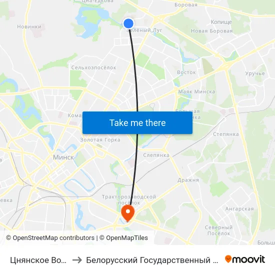 Цнянское Водохранилище to Белорусский Государственный Экономический Университет map