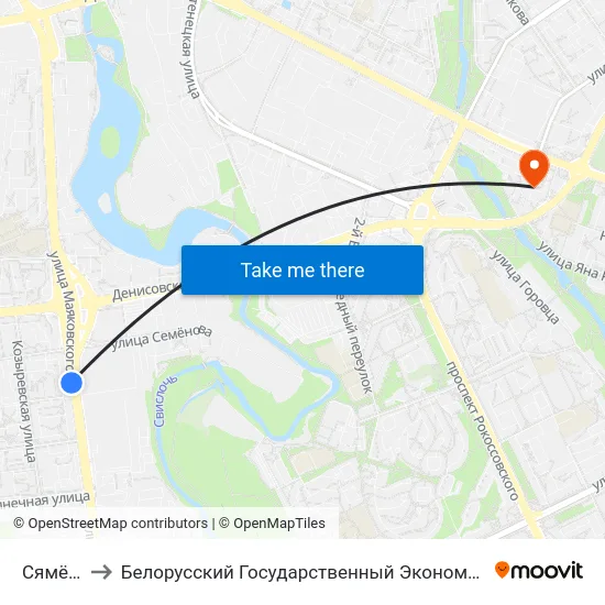 Сямёнава to Белорусский Государственный Экономический Университет map