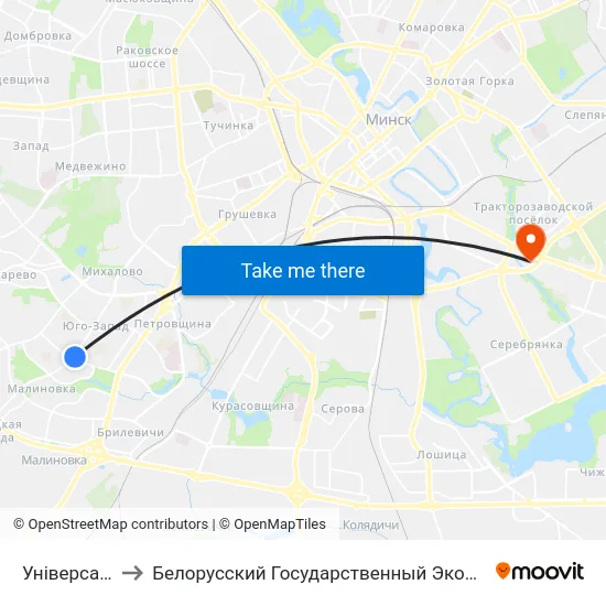 Універсам Брэст to Белорусский Государственный Экономический Университет map